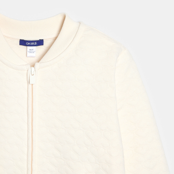 سويت شيرت أبيض مبطن مرسوم عليه قلب للفتيات